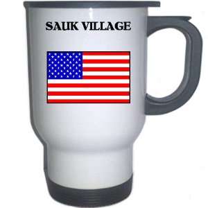  US Flag   Sauk Village, Illinois (IL) White Stainless 