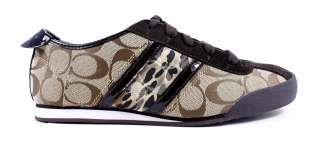 Coach Paxton Khaki Natural Sneakers Tennis Shoes Animal Print 6.5 New 