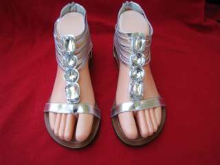 GIRLS SILVER GLADIATOR SANDALS Size (Youth) 9 4 LINK  