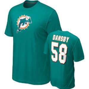 Karlos Dansby #58 Aqua Nike Miami Dolphins Name & Number T Shirt 