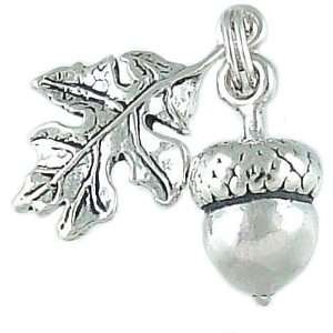 3D Oak Leaf and Acorn Vintage Style 925 Sterling Silver Traditional 