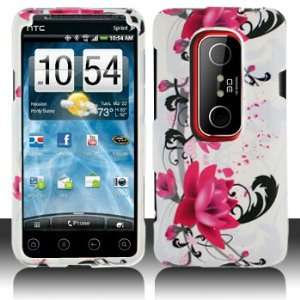 HTC EVO 3D Red Flower on White Hard Case Cover Phone 