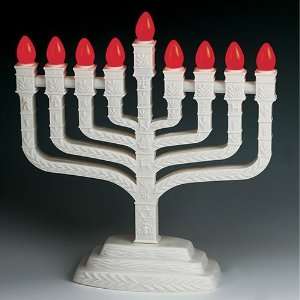   Knesset White Electric Menorah with the Symbols of the Twelve Tribes