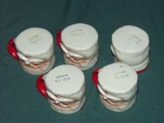 1960s Vintage Antique Collectible Mini Ceramic Santa Claus Cups Made 