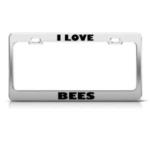  I Love Bees Bee Animal Metal License Plate Frame Tag 
