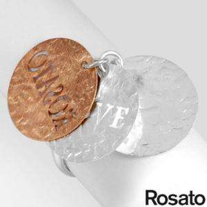 ROSATO LADIES TWO TONE RING SILVER GOLD 6 $60  