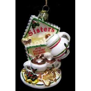  Sisters Are Forever Friends Glass Christmas Ornament 4 