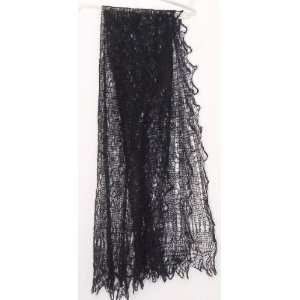  Russian Orenburg Lace Knitted Shawl (Tippets) BLACK (#1156 