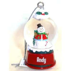  Andy Christmas Snowman Snow Globe Name Ornament 