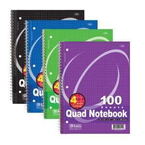  BAZIC 100 Ct. Quad Ruled 4 1 Spiral Notebook, Case Pack 