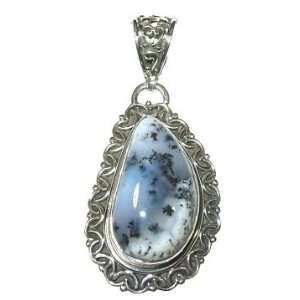 Dendrite Opal and Sterling Silver Freeform Pendant 