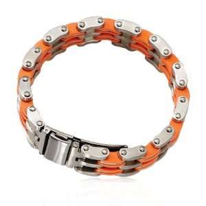  Stainless Steel Orange Rubber Bracelet Jewelry