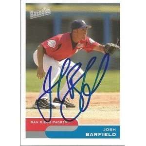  Josh Barfield Signed San Diego Padres 2004 Bazooka Card 