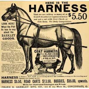  1890 Ad Frank B. Barkley Goat Horse Dog Harnesses 