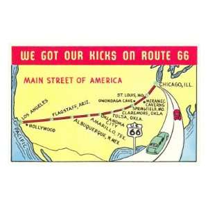  Map of Route 66 Premium Poster Print, 8x12