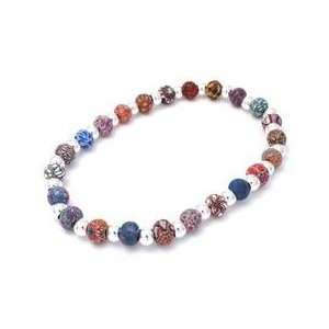  Tropical Small Bead Anklet with Sterling Rounds 