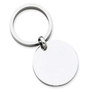    925 Sterling Silver Round Circle Engraveable Key Chain Jewelry