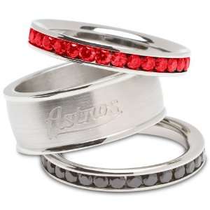  Logo Art Houston Astros Ladies Spirit Crystal Stacked Ring 