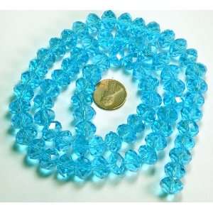 com 12x8mm Aqua Blue Luster Crystal Glass Faceted Fluted Cut Rondelle 