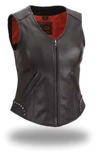 HOUSE OF HARLEY WOMENS RIVETED LEATHER VEST FIL560NOC  