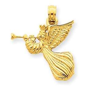  14k Yellow Gold Angel with Trumpet Pendant Jewelry