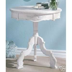   White Wood Rococo Accent Round Coffee Table, Furniture