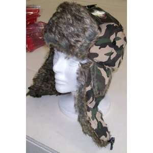  Fox Faux Fur Camo Trooper Bomber Aviator Ski Hat 