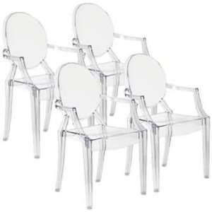  Set of 4 Zuo Anime Transparent Dining Chairs