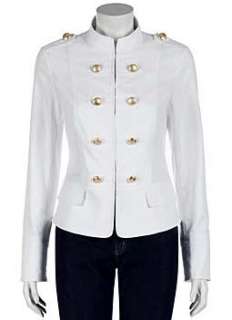 New Lafayette 148 $498 White Military Jacket Stretch Cotton 