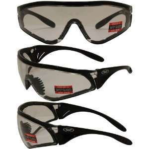  Global Vision Python Safety Riding Sunglasses Black Frame Clear 