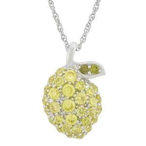  Sterling Silver Pave Lemon Shaped Cubic Zirconia Pendant, 18 Jewelry