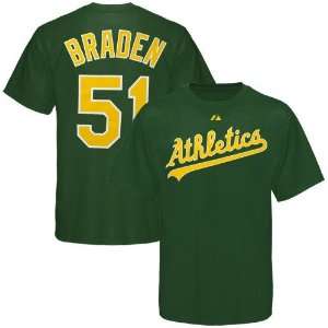  Majestic Oakland Athletics #51 Dallas Braden Youth Green 