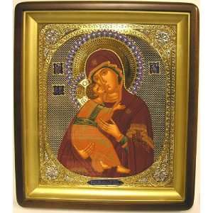  NEW Virgin of Vladimir Riza Painted, Orthodox Icon 