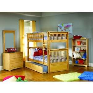   Furniture Colorado 4 Piece Twin/Twin Bunk Bedroom Set in Natural Maple