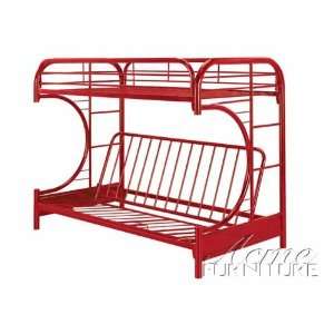 Twin/Full Futon & Bunk Bed Red Finish 