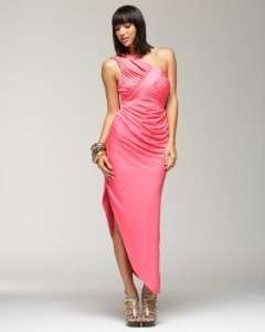 Bebe Pink One Shoulder Draped Maxi Dress Size Small NWT  