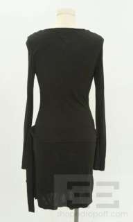 DVF Diane Von Furstenberg Black Knit Long Sleeve Wrap Dress Size 4 
