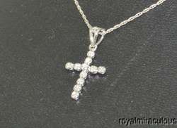 Diamond Cross Necklace 14K White Gold  