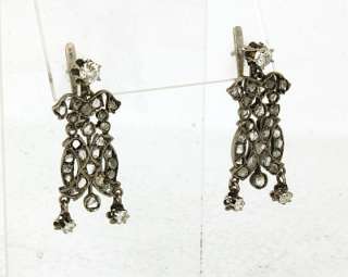   GOLD 2.50ct OLD MINE CUT & ROSE CUT DIAMONDS LADIES EARRINGS  