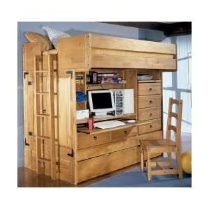  Rustica Full Over Twin All in One Loft Bunk Bed with Chair 