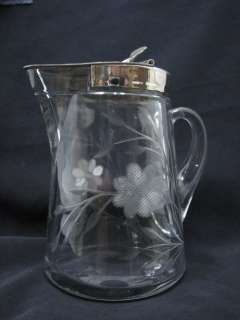 ELEGANT HEISEY GLASS CUT/ETCHED SYRUP PITCHER 1910 PATENT DATE  