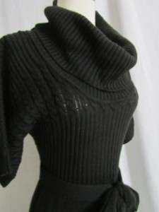 Macys Boutique Black Cableknit Cowl Neck Batwing Kimono Sleeve Sweater 