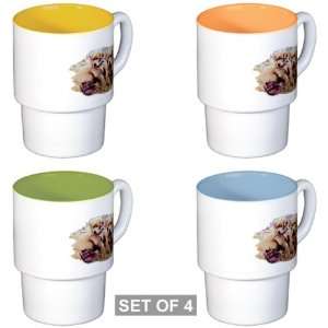    Stackable Coffee Mugs (4) Golden Retriever Puppies 