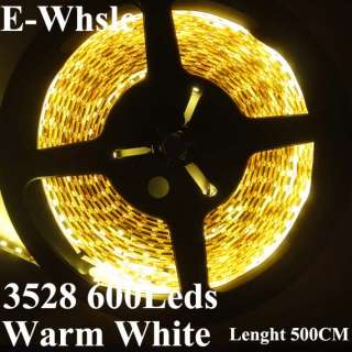 5M 600 LED 3528 SMD Warm White Flexible Strip 12V Car  