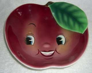 Vintage PY Anthropomorphic Apple Face Miyao Serving Dish Bowl BIG Red 