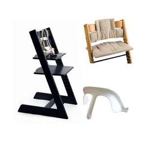 Stokke Tripp Trapp High Chair, Cushion, and Baby Rail   Black with 