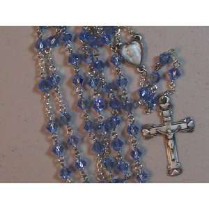  Light Sapphire Blue Swarovski Crystal / Pewter Rosary 
