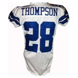  Tyson Thompson #28 Cowboys Game Issued White Jersey (Size 