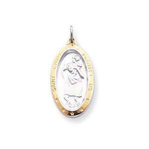  Sterling Silver & Vermeil St. Christopher Protect Us Medal 