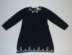 Hanna Andersson Black White Milano Knit Sweater Dress Size 90  